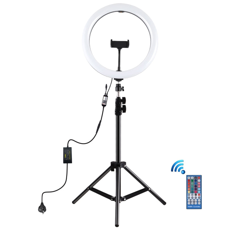 PULUZ 11.8 inch 30cm RGB Light 1.1m Tripod Mount Dimmable LED Ring Vlogging Selfie Photography Video Lights Live Broadcast Kits with Cold Shoe Tripod Ball Head & Phone Clamp(AU Plug)