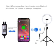 PULUZ 11.8 inch 30cm RGB Light 1.1m Tripod Mount Dimmable LED Ring Vlogging Selfie Photography Video Lights Live Broadcast Kits with Cold Shoe Tripod Ball Head & Phone Clamp(AU Plug)