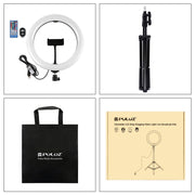 PULUZ 1.1m Tripod Mount + 10.2 inch 26cm Curved Surface RGBW LED Ring Vlogging Video Light  Live Broadcast Kits with Remote Control & Phone Clamp(Black)