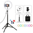 PULUZ 10.2 inch 26cm RGBW Light + 1.65m Tripod Mount Curved Surface USB RGBW Dimmable LED Ring Vlogging Video Light Live Broadcast Kits with Cold Shoe Tripod Ball Head & Phone Clamp & Remote Control(Black) - Ring Light by PULUZ | Online Shopping South Africa | PMC TechLife | Buy Now Pay Later Mobicred