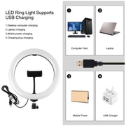 PULUZ 10.2 inch 26cm RGBW Light + 1.65m Tripod Mount Curved Surface USB RGBW Dimmable LED Ring Vlogging Video Light Live Broadcast Kits with Cold Shoe Tripod Ball Head & Phone Clamp & Remote Control(Black)