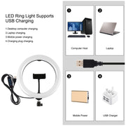 PULUZ 10.2 inch 26cm Light + 1.65m Tripod Mount Curved Surface USB 3 Modes Dimmable Dual Color Temperature Ring Vlogging Video Light Live Broadcast Kits with Phone Clamp & Selfie Remote Control(Black)