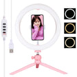 PULUZ 10.2 inch 26cm Light + Desktop Tripod Mount USB 3 Modes Dimmable Dual Color Temperature LED Curved Diffuse Light Ring Vlogging Selfie Photography Video Lights with Phone Clamp(Pink) - Ring Light by PULUZ | Online Shopping South Africa | PMC TechLife | Buy Now Pay Later Mobicred