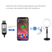 PULUZ 6.2 inch 16cm RGBW Light + Round Base Desktop Holder USB Dimmable LED Ring Vlogging Photography Video Lights with Cold Shoe Tripod Ball Head & Remote Control(Black)
