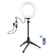 PULUZ 6.2 inch 16cm RGBW Light + Desktop Tripod Mount + USB Dimmable LED Ring Vlogging Photography Video Lights with Cold Shoe Tripod Ball Head & Remote Control(Black)