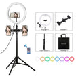 PULUZ 11.8 inch 30cm RGBW Light + 1.65m Mount + Dual Phone Brackets Curved Surface RGBW Dimmable LED Ring Selfie Vlogging Light  Live Broadcast Kits with Cold Shoe Tripod Adapter & Phone Clamp & Remote Control(Black) - Ring Light by PULUZ | Online Shopping South Africa | PMC TechLife | Buy Now Pay Later Mobicred