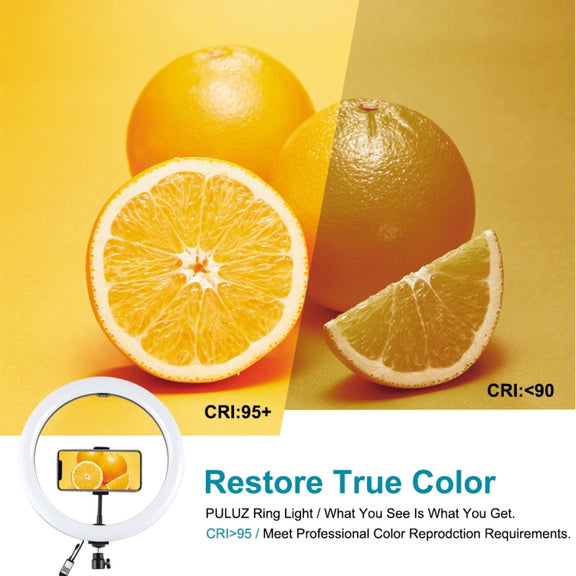 PULUZ 11.8 inch 30cm RGBW Light + 1.65m Mount + Dual Phone Brackets Curved Surface RGBW Dimmable LED Ring Selfie Vlogging Light  Live Broadcast Kits with Cold Shoe Tripod Adapter & Phone Clamp & Remote Control(Black)