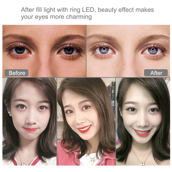 PULUZ 11.8 inch 30cm RGBW Light + 1.65m Mount + Dual Phone Brackets Curved Surface RGBW Dimmable LED Ring Selfie Vlogging Light  Live Broadcast Kits with Cold Shoe Tripod Adapter & Phone Clamp & Remote Control(Black)