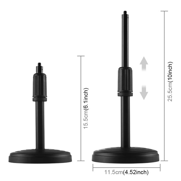 PULUZ 7.9 inch 20cm Light+ Round Base Desktop Holder USB 3 Modes Dimmable Dual Color Temperature LED Curved Light Ring Vlogging Selfie Photography Video Lights with Phone Clamp(Black)