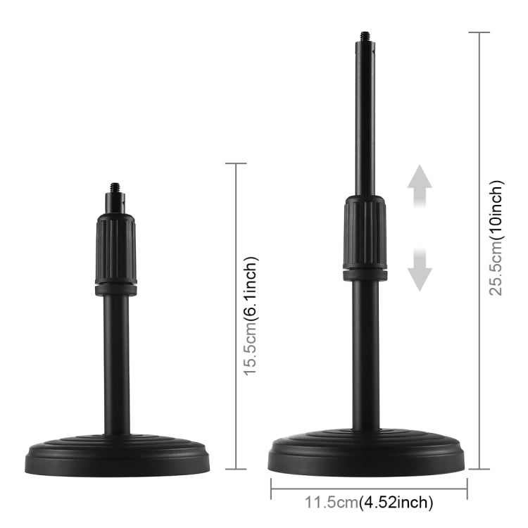 PULUZ 7.9 inch 20cm Light+ Round Base Desktop Holder USB 3 Modes Dimmable Dual Color Temperature LED Curved Light Ring Vlogging Selfie Photography Video Lights with Phone Clamp(Black)