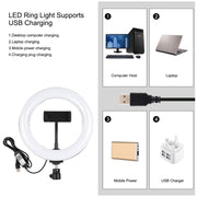 PULUZ 7.9 inch 20cm RGBW Light + Round Base Desktop Mount Dimmable LED Dual Color Temperature LED Curved Light Ring Vlogging Selfie Photography Video Lights with Phone Clamp(Black)