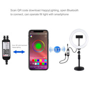 PULUZ 7.9 inch 20cm RGBW Light + Round Base Desktop Mount Dimmable LED Dual Color Temperature LED Curved Light Ring Vlogging Selfie Photography Video Lights with Phone Clamp(Black)