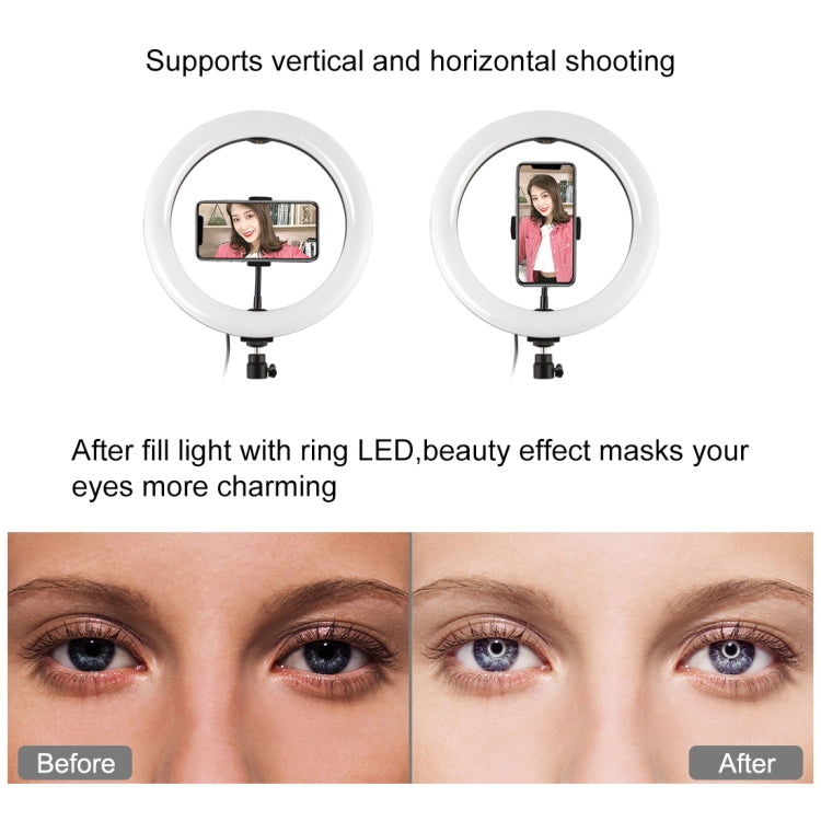 PULUZ 10.2 inch 26cm Marquee LED RGBWW Selfie Beauty Light + Desktop Tripod Mount 168 LED Dual-color Temperature Dimmable Ring Vlogging Photography Video Lights with Cold Shoe Tripod Ball Head & Remote Control & Phone Clamp(Black) - free shipping - PMC Jewellery - Order now!