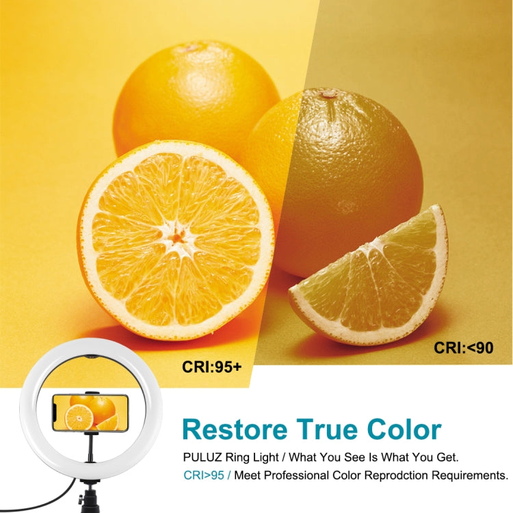 PULUZ 10.2 inch 26cm Marquee LED RGBWW Selfie Beauty Light + Desktop Tripod Mount 168 LED Dual-color Temperature Dimmable Ring Vlogging Photography Video Lights with Cold Shoe Tripod Ball Head & Remote Control & Phone Clamp(Black) - free shipping - PMC Jewellery - Order now!