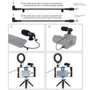 PULUZ 4 in 1 Vlogging Live Broadcast Smartphone Video Rig + 4.7 inch 12cm RGBW Ring LED Selfie Light + Microphone + Pocket Tripod Mount Kits with Cold Shoe Tripod Head(Blue)