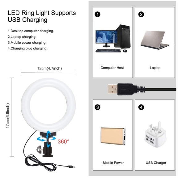 PULUZ 4 in 1 Vlogging Live Broadcast Smartphone Video Rig + 4.7 inch 12cm RGBW Ring LED Selfie Light + Microphone + Pocket Tripod Mount Kits with Cold Shoe Tripod Head(Blue)