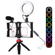 PULUZ 4 in 1 Vlogging Live Broadcast Smartphone Video Rig + 4.7 inch 12cm RGBW Ring LED Selfie Light + Microphone + Pocket Tripod Mount Kits with Cold Shoe Tripod Head(Red) - free shipping - PMC TechLife - Order now!