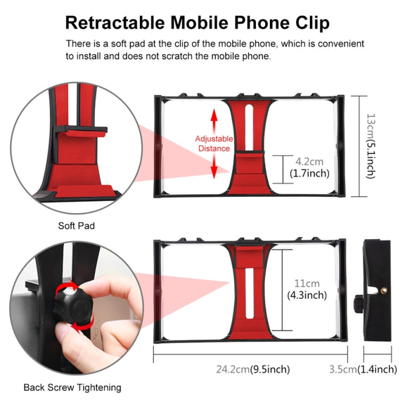 PULUZ 4 in 1 Vlogging Live Broadcast Smartphone Video Rig + 4.7 inch 12cm RGBW Ring LED Selfie Light + Microphone + Pocket Tripod Mount Kits with Cold Shoe Tripod Head(Red)