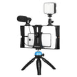 PULUZ 4 in 1 Vlogging Live Broadcast LED Selfie Fill Light Smartphone Video Rig Kits with Microphone + Tripod Mount + Cold Shoe Tripod Head for iPhone, Galaxy, Huawei, Xiaomi, HTC, LG, Google, and Other Smartphones (Blue) - free shipping - PMC TechLife - Order now!