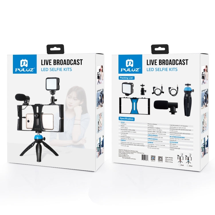PULUZ 4 in 1 Vlogging Live Broadcast LED Selfie Fill Light Smartphone Video Rig Kits with Microphone + Tripod Mount + Cold Shoe Tripod Head for iPhone, Galaxy, Huawei, Xiaomi, HTC, LG, Google, and Other Smartphones (Blue) - free shipping - PMC TechLife - Order now!