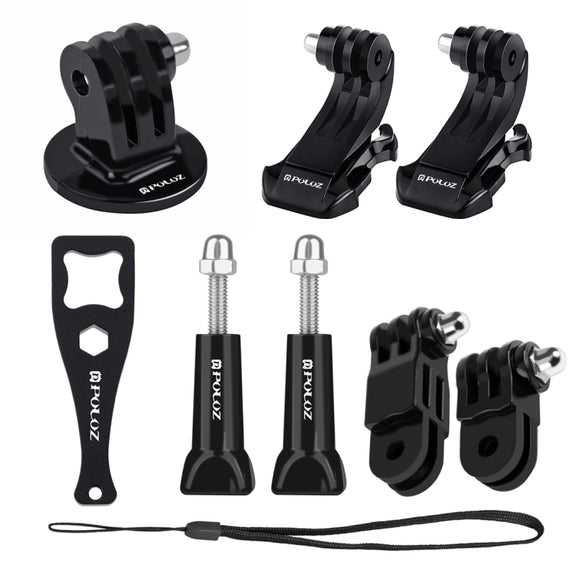 PULUZ 20 in 1 Accessories Combo Kits with Orange EVA Case (Chest Strap + Head Strap + Suction Cup Mount + 3-Way Pivot Arm + J-Hook Buckles + Extendable Monopod + Tripod Adapter + Bobber Hand Grip + St ...  for GoPro, Insta360, DJI and Other Action Cameras