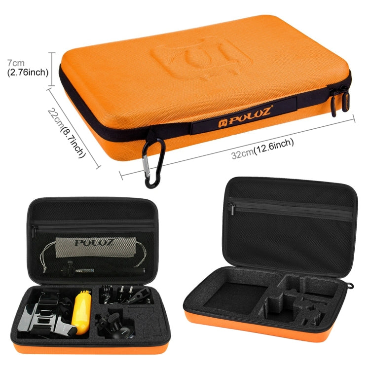 PULUZ 20 in 1 Accessories Combo Kits with Orange EVA Case (Chest Strap + Head Strap + Suction Cup Mount + 3-Way Pivot Arm + J-Hook Buckles + Extendable Monopod + Tripod Adapter + Bobber Hand Grip + St ...  for GoPro, Insta360, DJI and Other Action Cameras