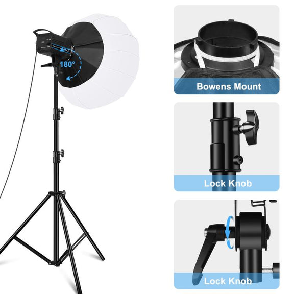 PULUZ 220V 120W Studio Video Light + 2.8m Light Holder + 65cm Foldable Lantern Softbox Photography Kit(EU Plug)