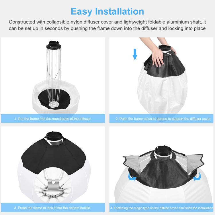 PULUZ 220V 120W Studio Video Light + 2.8m Light Holder + 65cm Foldable Lantern Softbox Photography Kit(EU Plug)