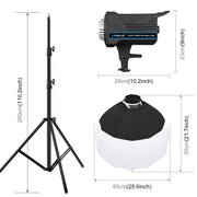 PULUZ 220V 120W Studio Video Light + 2.8m Light Holder + 65cm Foldable Lantern Softbox Photography Kit(US Plug)