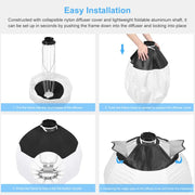 PULUZ 220V 120W Studio Video Light + 2.8m Light Holder + 65cm Foldable Lantern Softbox Photography Kit(US Plug)