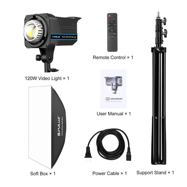 PULUZ 120W Photo Studio Strobe Flash Light Kit with Softbox Reflector & Tripod(US Plug)