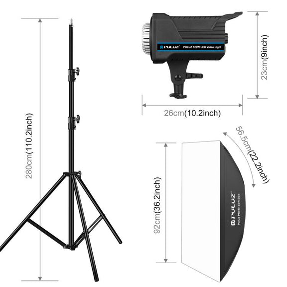PULUZ 120W Photo Studio Strobe Flash Light Kit with Softbox Reflector & Tripod(US Plug)