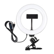 PULUZ 7.9 inch 20cm Ring Selfie Light + Monitor Clip 3 Modes USB Dimmable Dual Color Temperature LED Curved Vlogging Photography Video Lights Kits with Phone Clamp(Black)