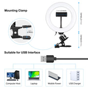 PULUZ 7.9 inch 20cm Ring Selfie Light + Monitor Clip 3 Modes USB Dimmable Dual Color Temperature LED Curved Vlogging Photography Video Lights Kits with Phone Clamp(Black)