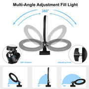 PULUZ 7.9 inch 20cm Ring Selfie Light + Monitor Clip 3 Modes USB Dimmable Dual Color Temperature LED Curved Vlogging Photography Video Lights Kits with Phone Clamp(Black)