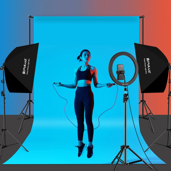 PULUZ Softbox Lighting Kit 2 PCS 50x70cm Professional Photo Studio Photography Light Equipment with 2 x E27 Socket Bulb Photography Lighting Kit(US Plug)