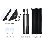 PULUZ Softbox Lighting Kit 2 PCS 50x70cm Professional Photo Studio Photography Light Equipment with 2 x E27 Socket Bulb Photography Lighting Kit(US Plug)