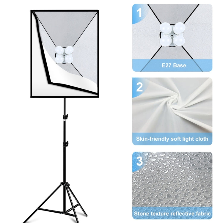 PULUZ Softbox Lighting Kit 2 PCS 50x70cm Professional Photo Studio Photography Light Equipment with 8 x E27 20W E27 Socket Bulb Photography Lighting Kit for Filming Portrait Shooting / Fashion Advertising Photography(US Plug)