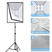 PULUZ Softbox Lighting Kit 2 PCS 50x70cm Professional Photo Studio Photography Light Equipment with 8 x E27 20W E27 Socket Bulb Photography Lighting Kit for Filming Portrait Shooting / Fashion Advertising Photography(US Plug)