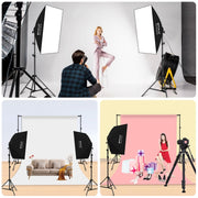 PULUZ Softbox Lighting Kit 2 PCS 50x70cm Professional Photo Studio Photography Light Equipment with 8 x E27 20W E27 Socket Bulb Photography Lighting Kit for Filming Portrait Shooting / Fashion Advertising Photography(US Plug)