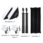 PULUZ Softbox Lighting Kit 2 PCS 50x70cm Professional Photo Studio Photography Light Equipment with 8 x E27 20W E27 Socket Bulb Photography Lighting Kit for Filming Portrait Shooting / Fashion Advertising Photography(US Plug)