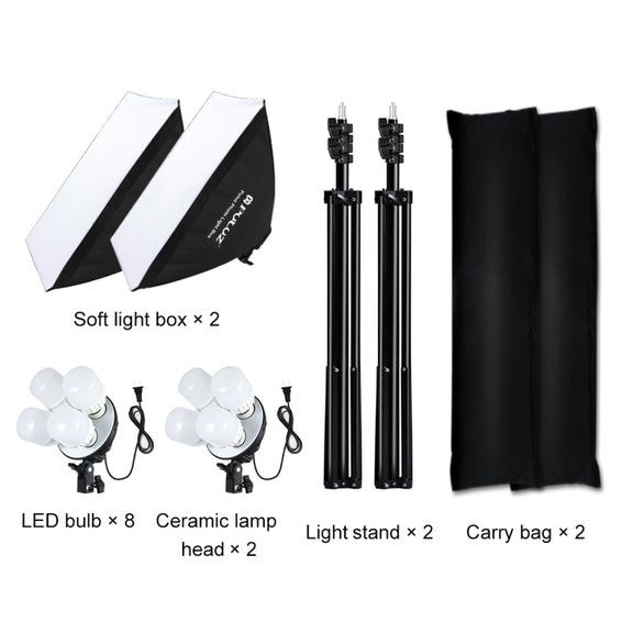 PULUZ Softbox Lighting Kit 2 PCS 50x70cm Professional Photo Studio Photography Light Equipment with 8 x E27 20W E27 Socket Bulb Photography Lighting Kit for Filming Portrait Shooting / Fashion Advertising Photography(US Plug)