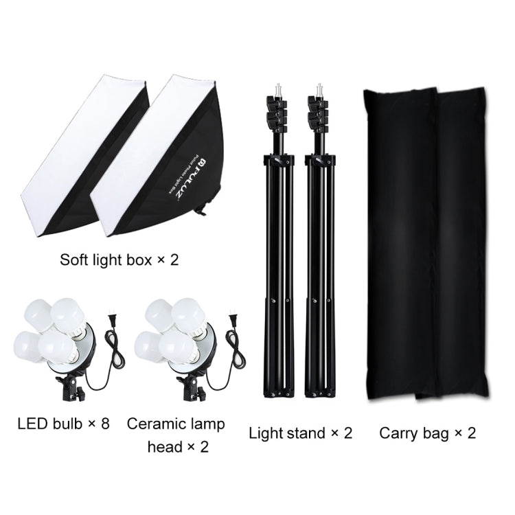 PULUZ Softbox Lighting Kit 2 PCS 50x70cm Professional Photo Studio Photography Light Equipment with 8 x E27 20W E27 Socket Bulb Photography Lighting Kit for Filming Portrait Shooting / Fashion Advertising Photography(US Plug)