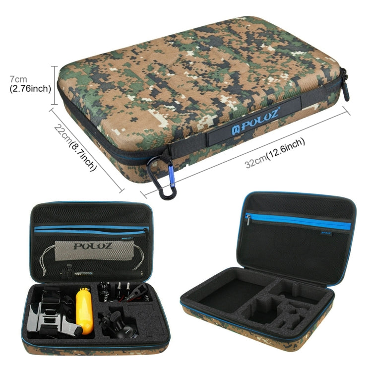 PULUZ 20 in 1 Accessories Combo Kit with Camouflage EVA Case (Chest Strap + Head Strap + Suction Cup Mount + 3-Way Pivot Arm + J-Hook Buckles + Extendable Monopod + Tripod Adapter + Bobber Hand Grip + ...  for GoPro, Insta360, DJI and Other Action Cameras