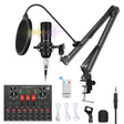 PULUZ Sound Card Live Broadcast Bluetooth Sound Mixer Studio Microphone Kits with Suspension Scissor Arm & Metal Shock Mount, Chinese Version(Black) - Live Sound Effects Processors by PULUZ | Online Shopping South Africa | PMC TechLife | Buy Now Pay Later Mobicred