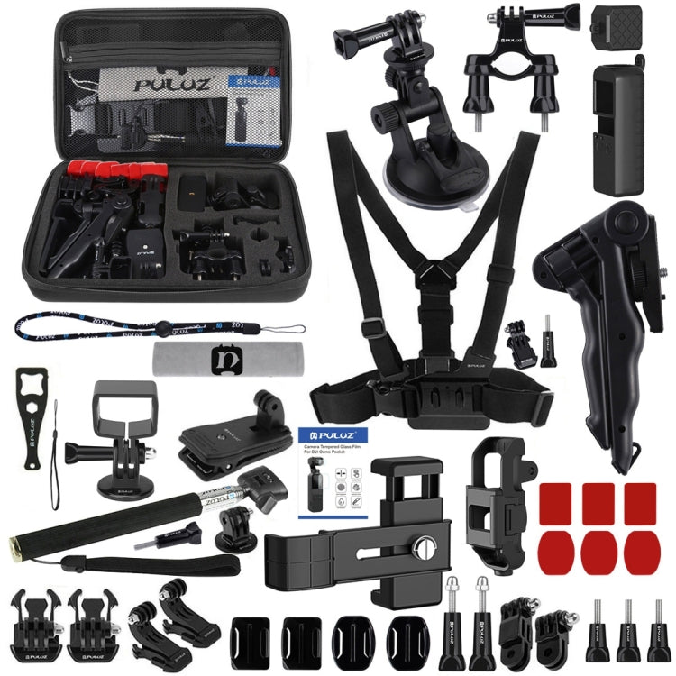 PULUZ 43 in 1 Accessories Total Ultimate Combo Kits for DJI Osmo Pocket with EVA Case (Chest Strap + Wrist Strap + Suction Cup Mount + 3-Way Pivot Arms + J-Hook Buckle + Grip Tripod Mount + Surface Mo ... orage Bag + Rec-mounts + Handlebar Mount + Wrench) -  by PULUZ | Online Shopping South Africa | PMC TechLife | Buy Now Pay Later Mobicred
