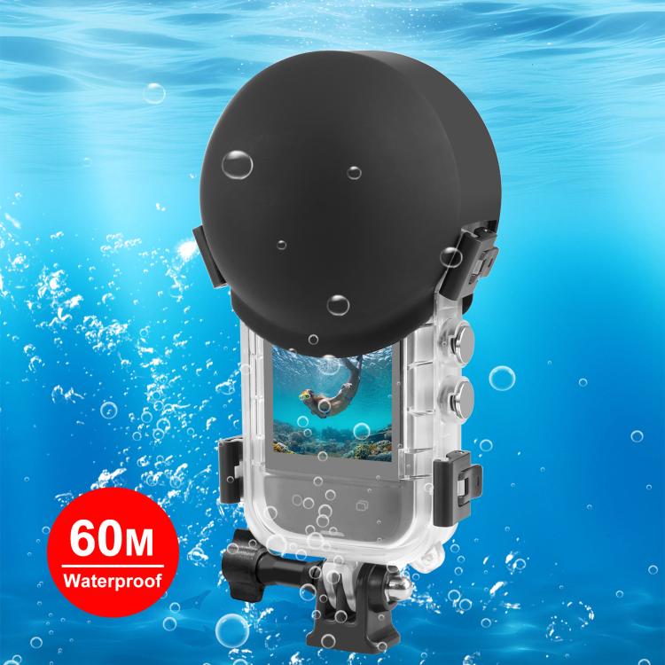 For Insta360 X5 PULUZ 60m Waterproof Sealed Diving Case with Silicone Lens Cover (Black) - free shipping - PMC TechLife - Order now!
