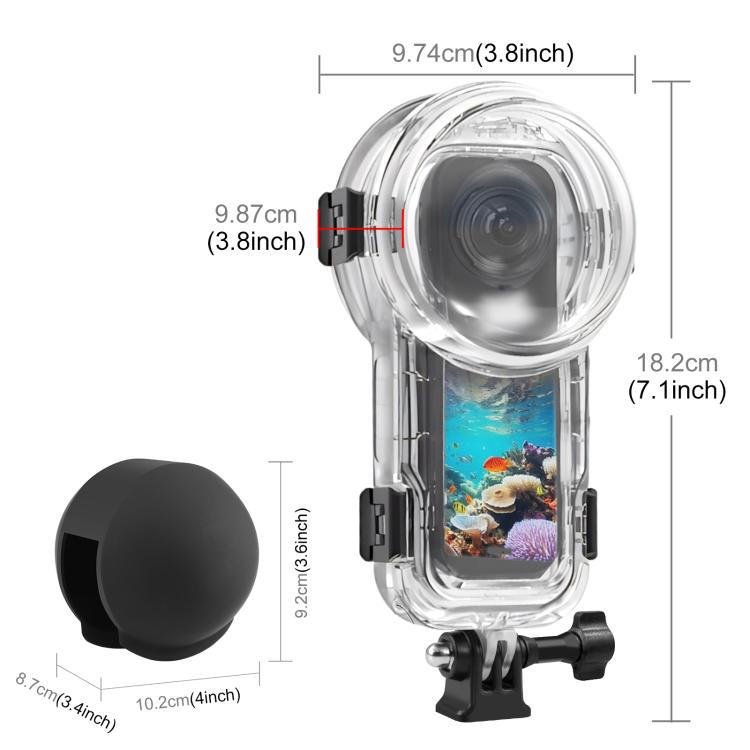 For Insta360 X5 PULUZ 60m Water-resistant Sealed Diving Case with Silicone Lens Cover (Black)