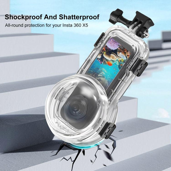 For Insta360 X5 PULUZ 60m Water-resistant Sealed Diving Case with Silicone Lens Cover (Black)