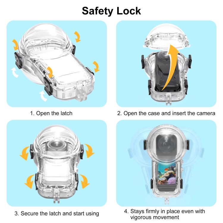 For Insta360 X5 PULUZ 60m Waterproof Sealed Diving Case with Silicone Lens Cover (Black) - free shipping - PMC TechLife - Order now!